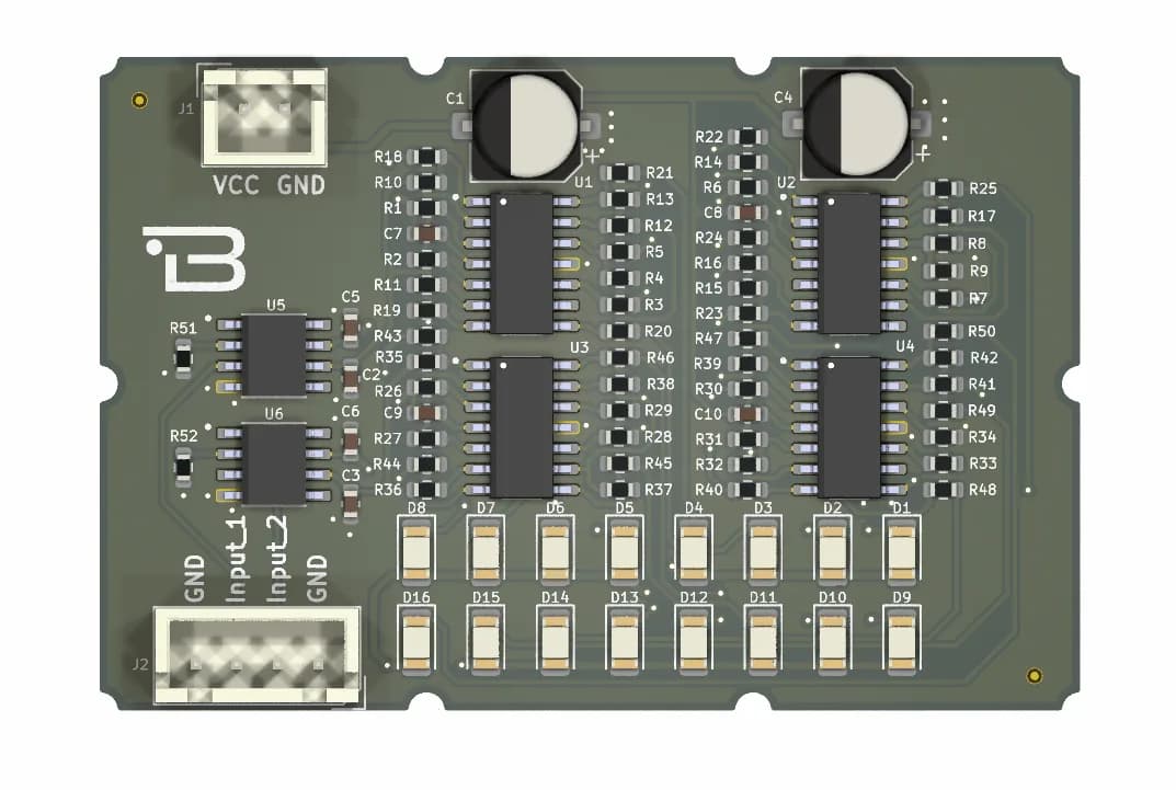 Boardoza 2x8 VU Meter Breakout Board – 1