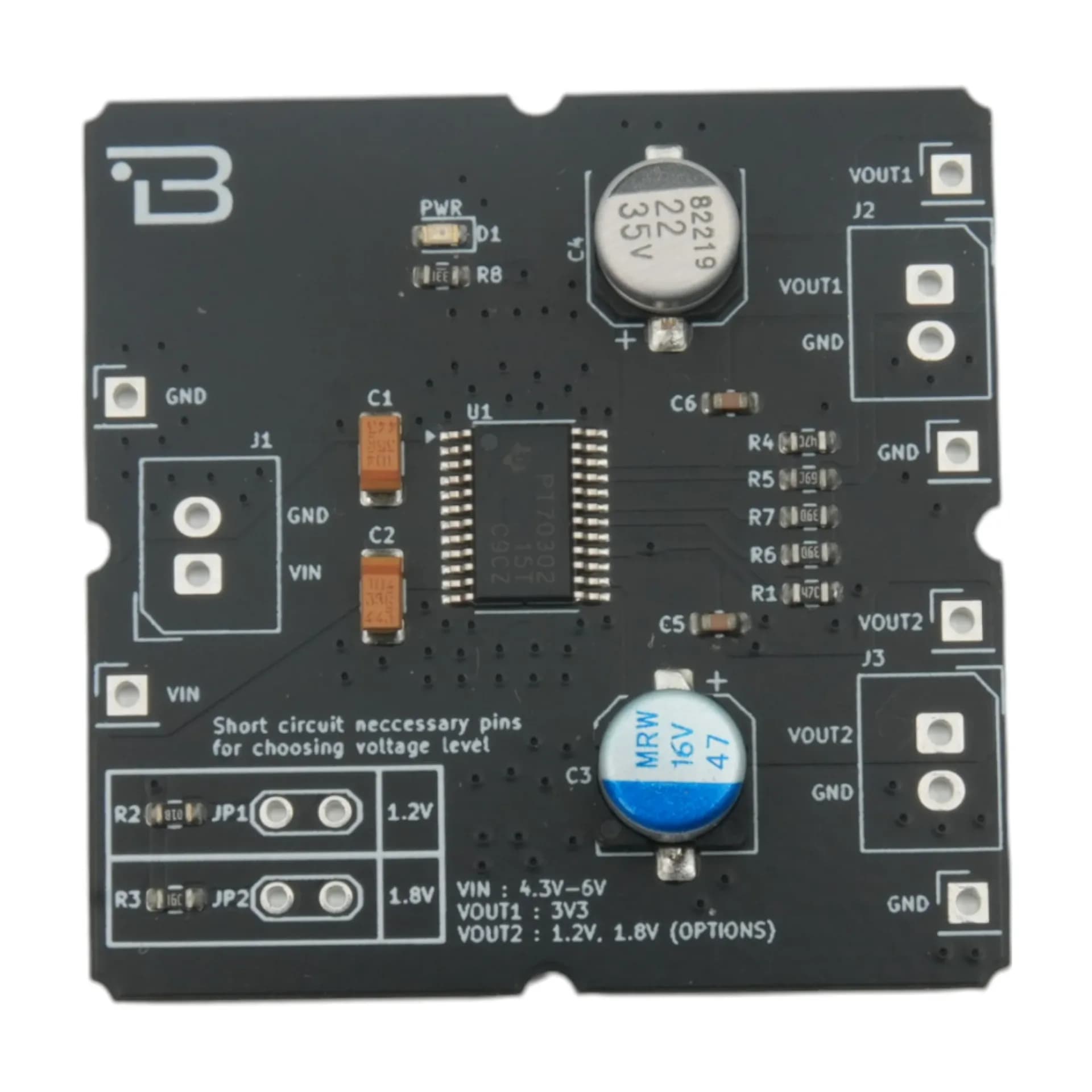Boardoza TPS70302 Dual Output Voltage Regulator Breakout Board – 1