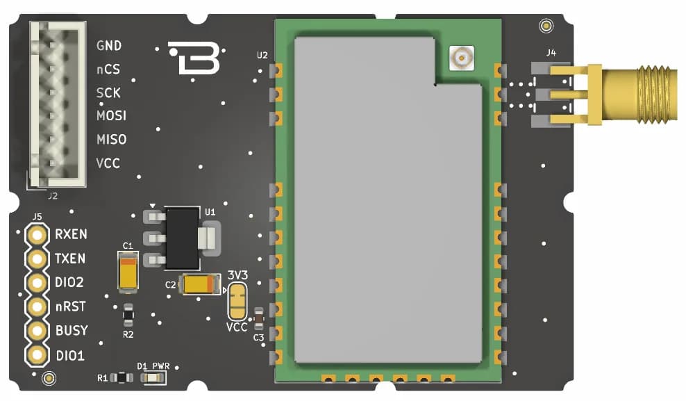 Boardoza E22-400M30S 410–493 MHz LoRa Transceiver Breakout Board – 1