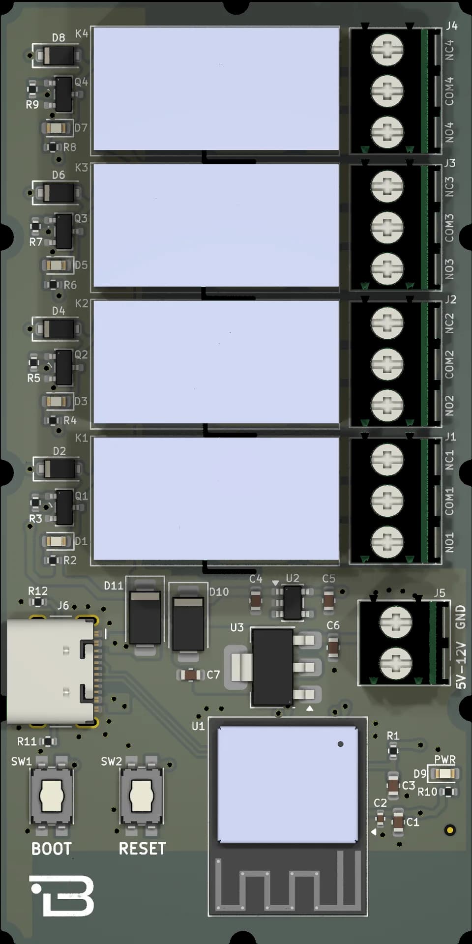 Boardoza ESP32-H2 4-Channel Wireless Relay Evaluation Board – 1