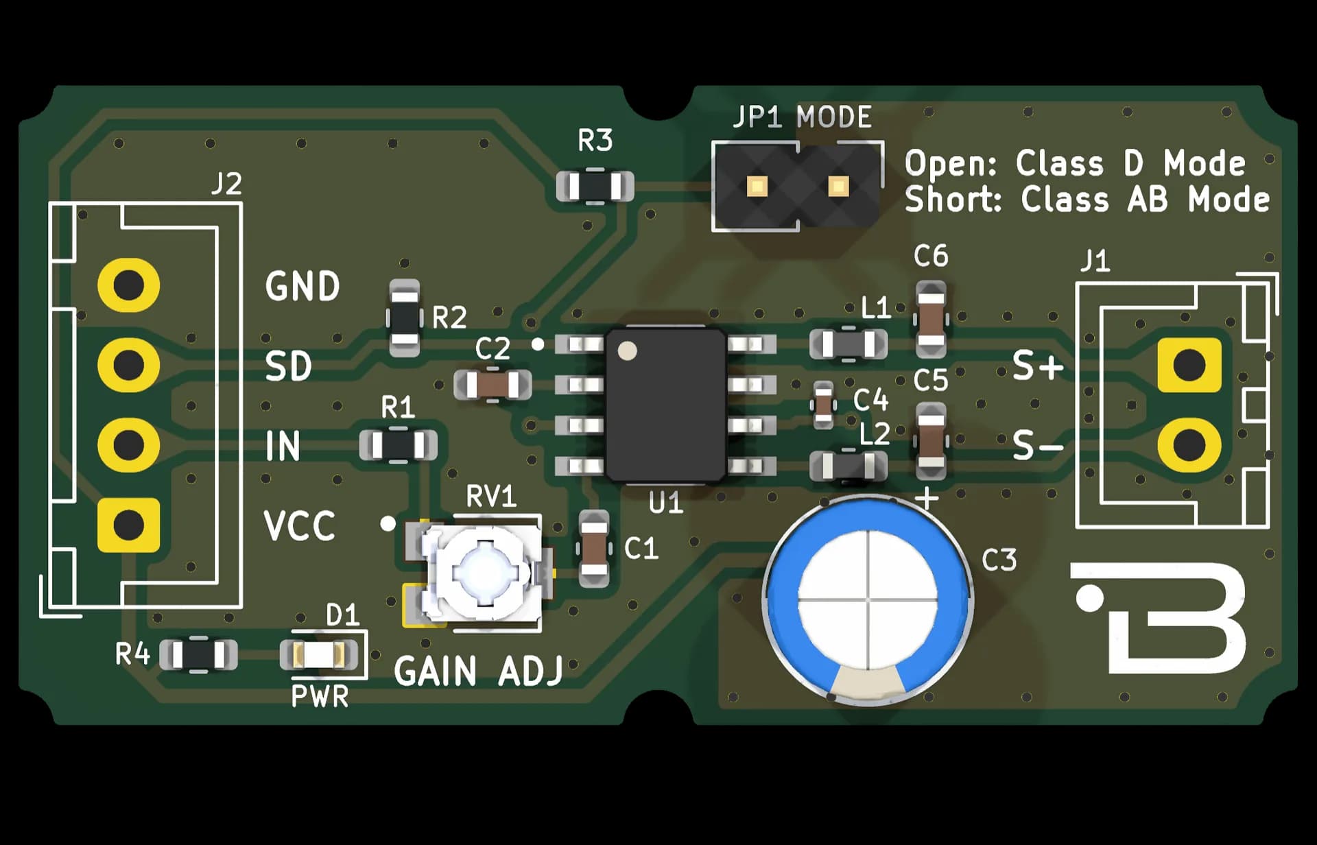 Boardoza AIP9971SE8 5W Class-D/Class-AB Audio Amplifier Breakout Board – 1