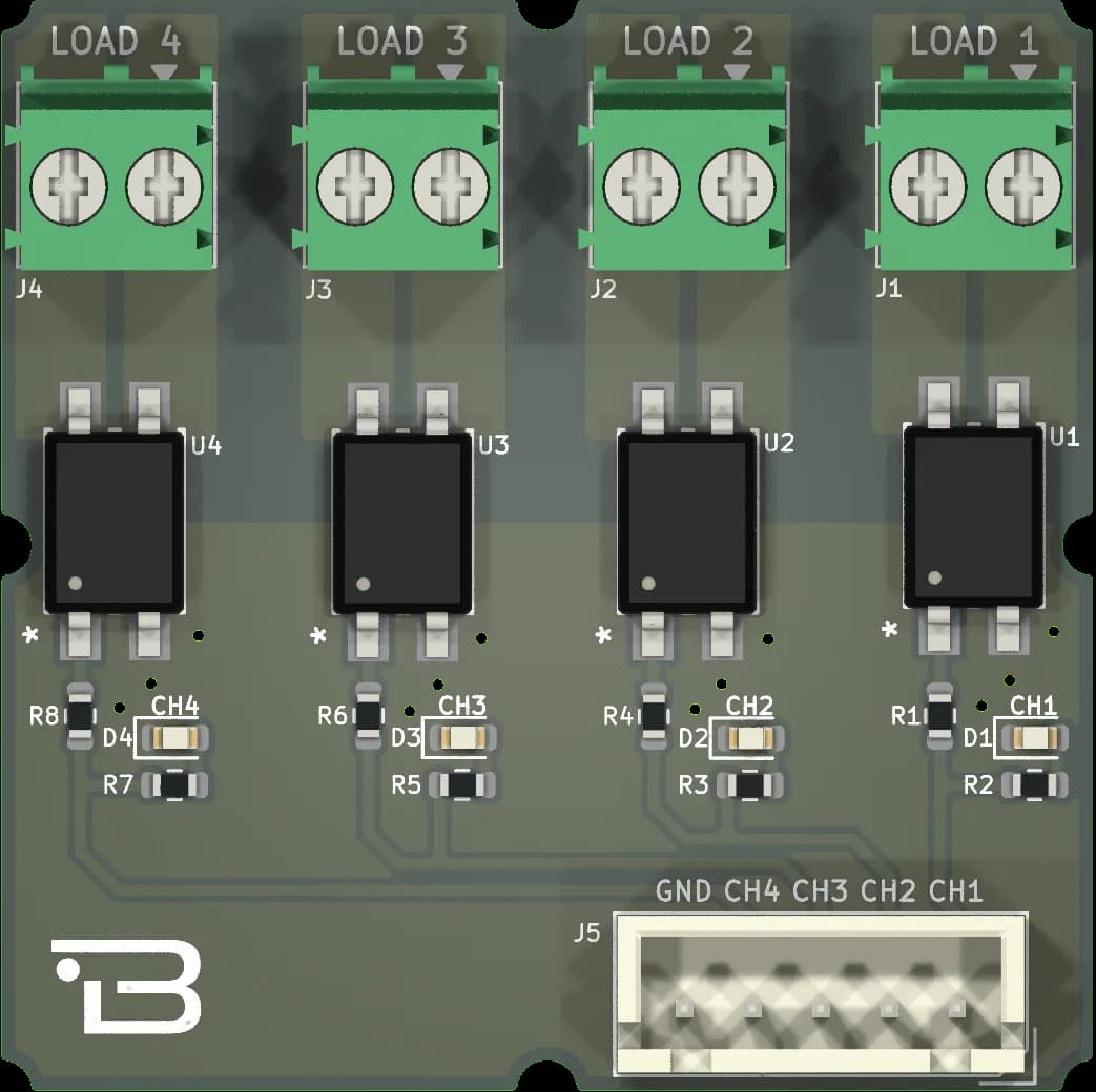 Boardoza AQY284EHAZ 4-Channel PhotoMOS Solid-State Relay Breakout Board – 1