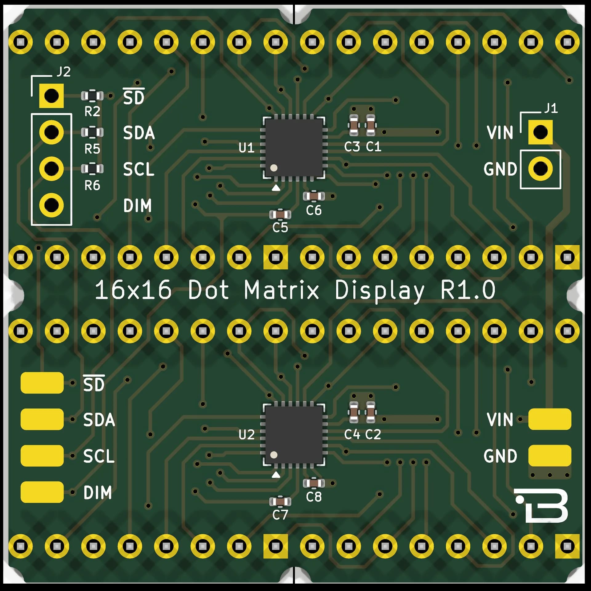Boardoza IS31FL3730 16x16 LED Dot Matrix Breakout Board – 1