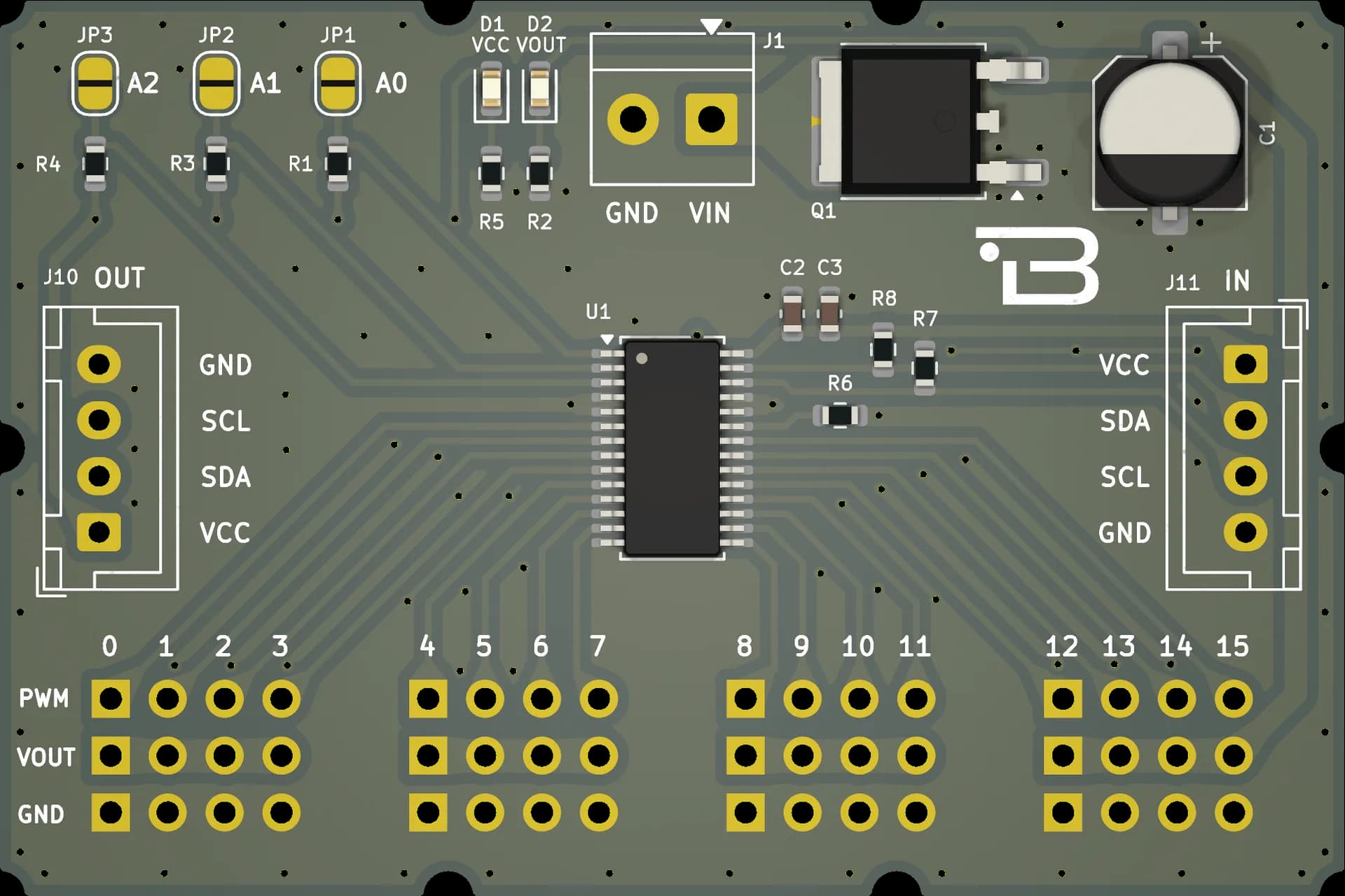 Boardoza PCA9685 16-Channel PWM Servo Motor Driver Breakout Board – 1