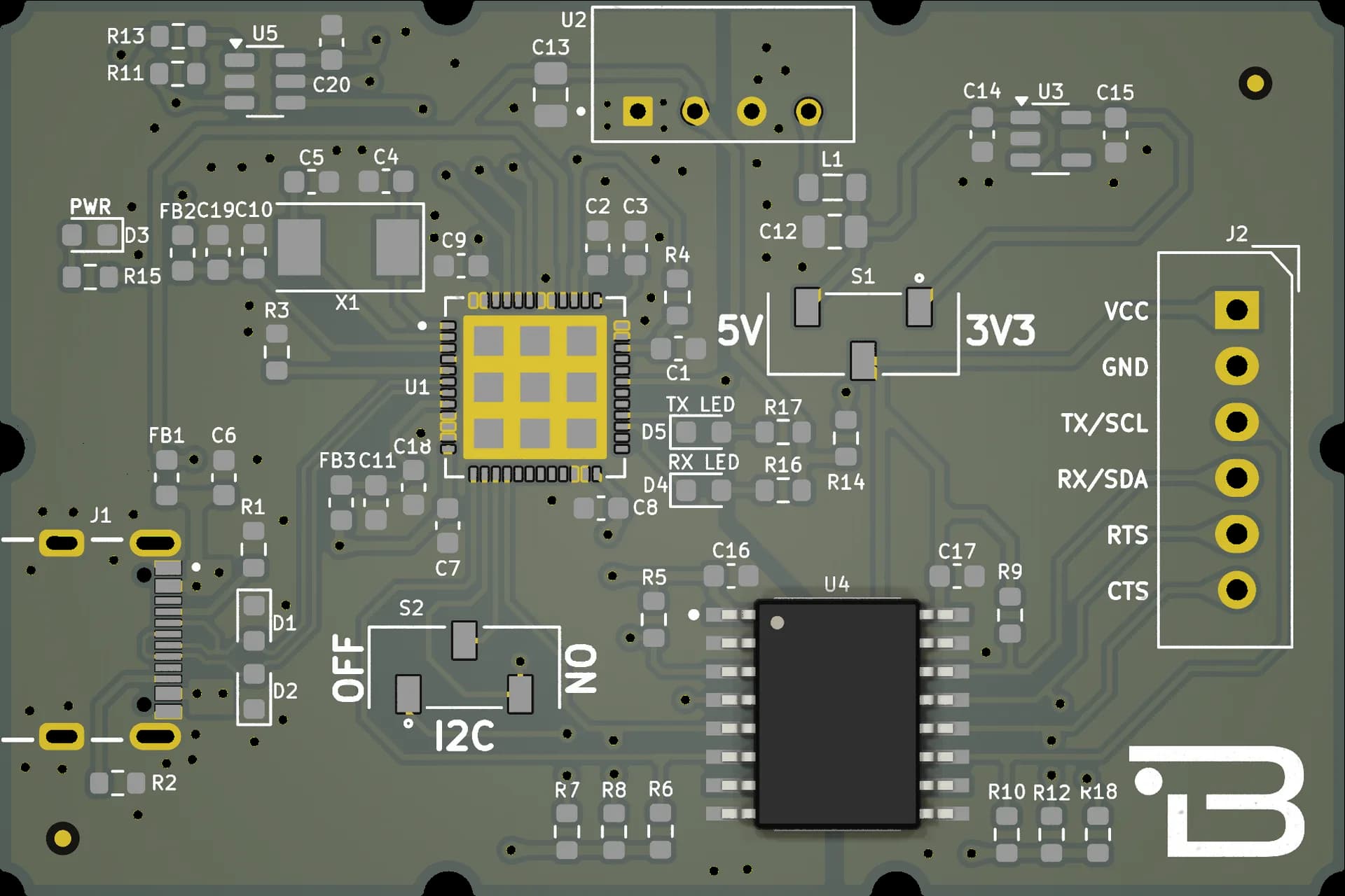 Boardoza FT232H Isolated USB to UART and I²C Breakout Board – 1
